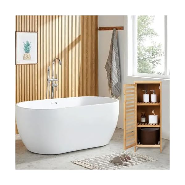 WAOHO badezimmerschränke aus Bambus,Badezimmer Regal,Sideboard Wohnzimmer,Sideboard, Badezimmer Schrank,Bad Regal stehend ，Bad Regal stehend,Küchenschrank – Bild 3