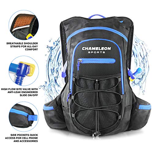 Chameleon Hydration Pack & 2L Hydration Water Bladder | High Flow Bite Valve | Hydration Backpack with Storage | Lightweight Running Backpack for Cycling, Hiking, Ski, Snow for Men, Women & Kids - Thumbnail 3
