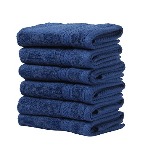 Image of F2L Ring Spun Cotton Soft Multipurpose Towel Set (13 X 13 Inch, Blue) -6 Pieces