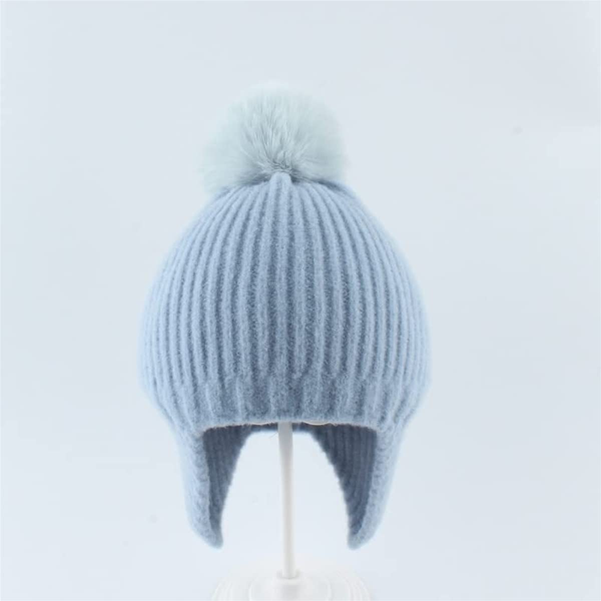 Czapka Beanie Czapka Zimowa Damska Ciepły Pluszowy Dzianinowy Szalik Zestaw Na Zimno Damskie Czapki Z Klapkami Na Uszy (Niebieski Jeden Rozmiar)