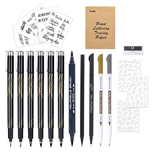 Tebik Calligraphy Pens Set, 22 Pack Hand Lettering Pens Kit, Calligraphy Markers with for Beginners Writing, Journaling, Signature, Art Drawing, Illustrations, Card Making, Design
