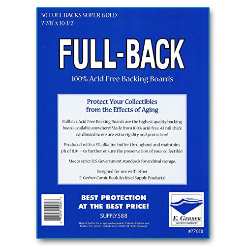 E. Gerber NA Full-Backs Super Gold 42-Mil Comic Book Backing Boards 7-7/8 Inch X 10-1/2 Inch cover