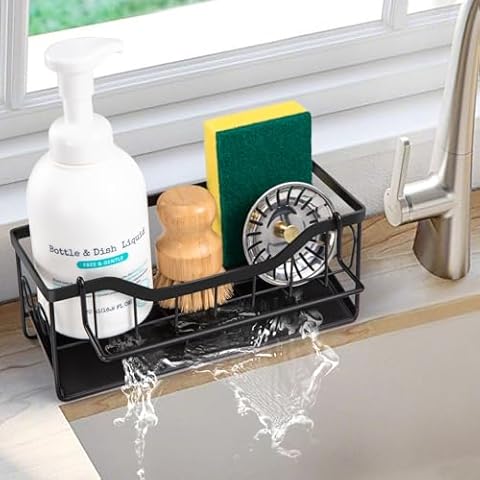 Sinnsally Sponge Holder for Kitchen Sink Caddy,Soap Dish Holder for Countertop Cover