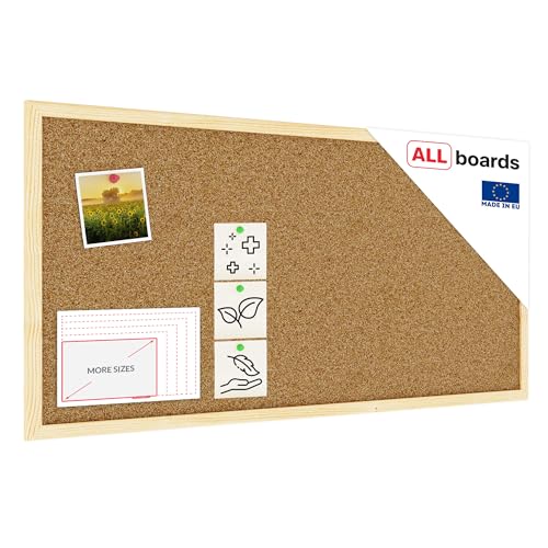ALLboards Bacheca in sughero 80x40 cm cornice in legno NATURALE