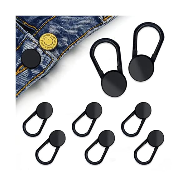 MARSHOHO 8 Pack Pants Button Extenders, Flexible Button Waist Extenders for Men and Women's Pants, Jeans, Skirts, Dress (Black)