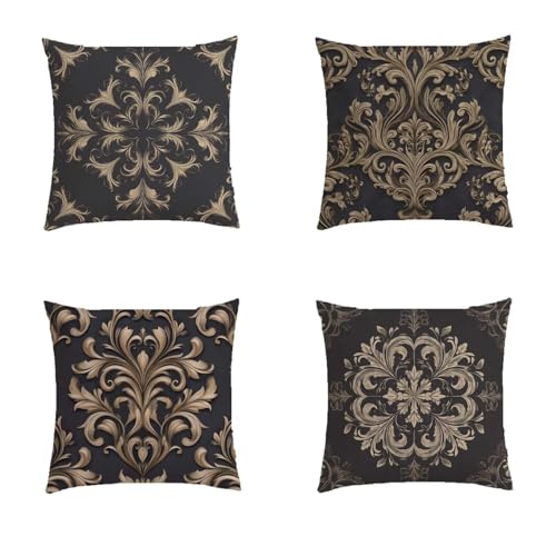 Housse de coussin 70x70cm en lin avec impression double face mandala lot de 4 - 2