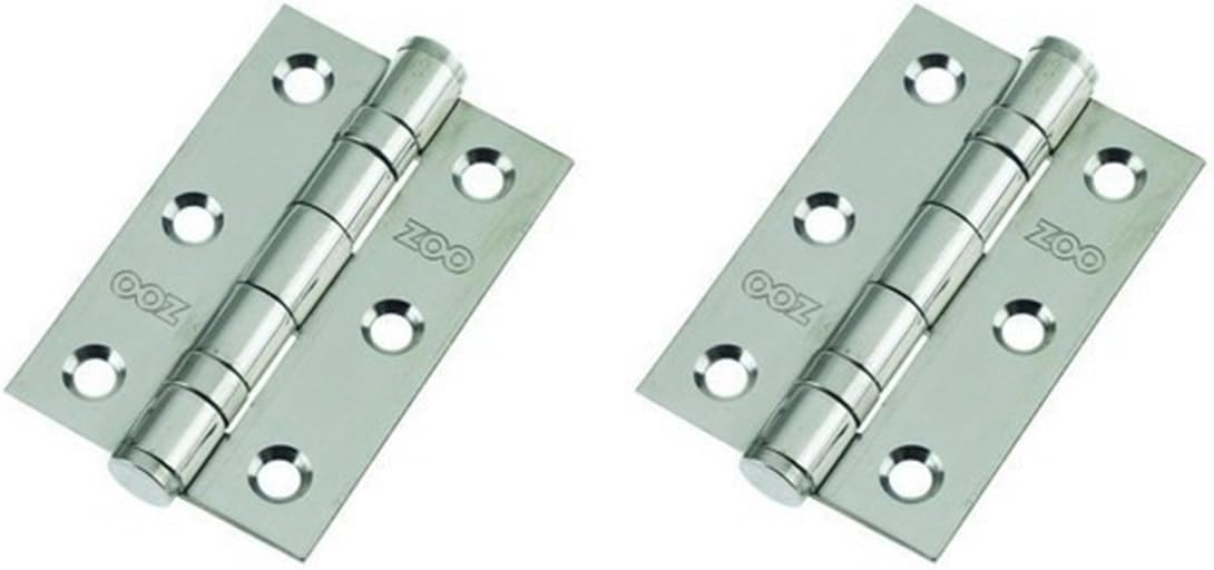 Door Hinge 3" 75mm Ball Bearing Hinges Polished Chrome Suit Internal Doors Pair