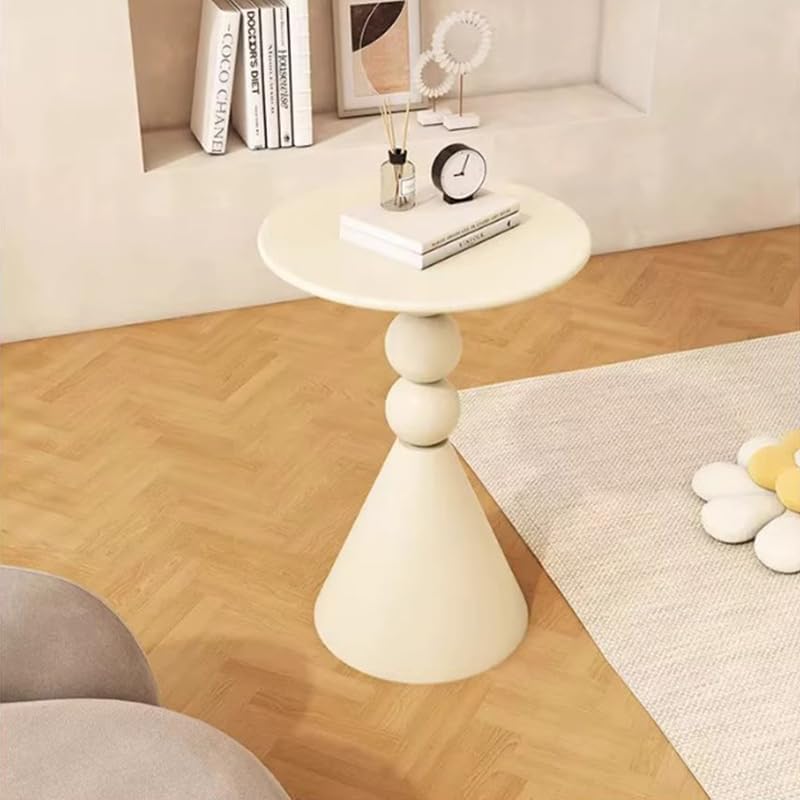 Metal Round Martini Table,Vintage Drum Side End Table,Modern Nightstand Accent Pedestal Tables Coffee Tables for Small Space Living Room, Bedroom,White