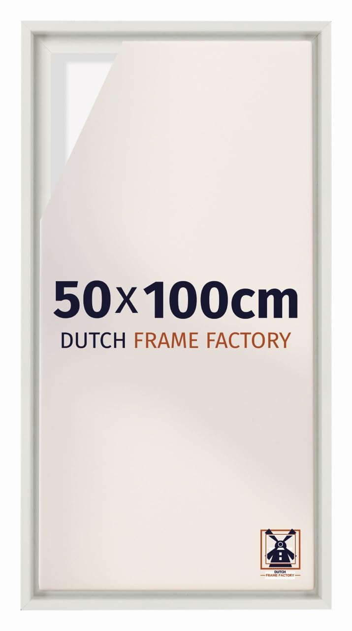 Dutch Frame Factory - Canvas Floating Frame 50x100 - White Matte - Floating Pictureframe for Canvas Painting - MDF - Lausanne
