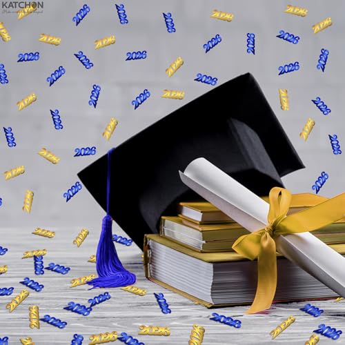 Image of Graduation Confetti 2026 | Blue and Gold Confetti - Pack of 500 | Graduation Confetti for Table, 2026 Graduation Table Decorations, Graduation Table Decorations, KatchOn
