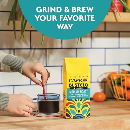 Image of Cafe Bustelo Medium Roast Whole Bean Coffee, 10-Oz. Bag (Pack of 6)