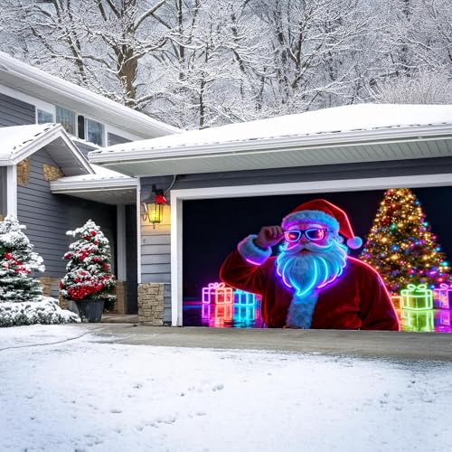 Housse de garage Noël fluorescente avec effets LED scintillants Style A - 3