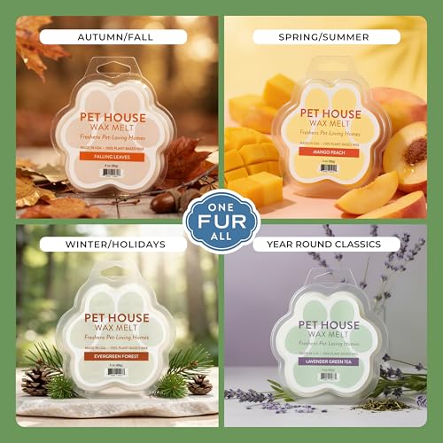 Image of One Fur All Pet House Spring and Summer Wax Melts for Pet Odor, Natural, Plant Based Soy Wax Melts, Long Lasting Fragrance for Fresh Smelling Homes, Juicy Melon