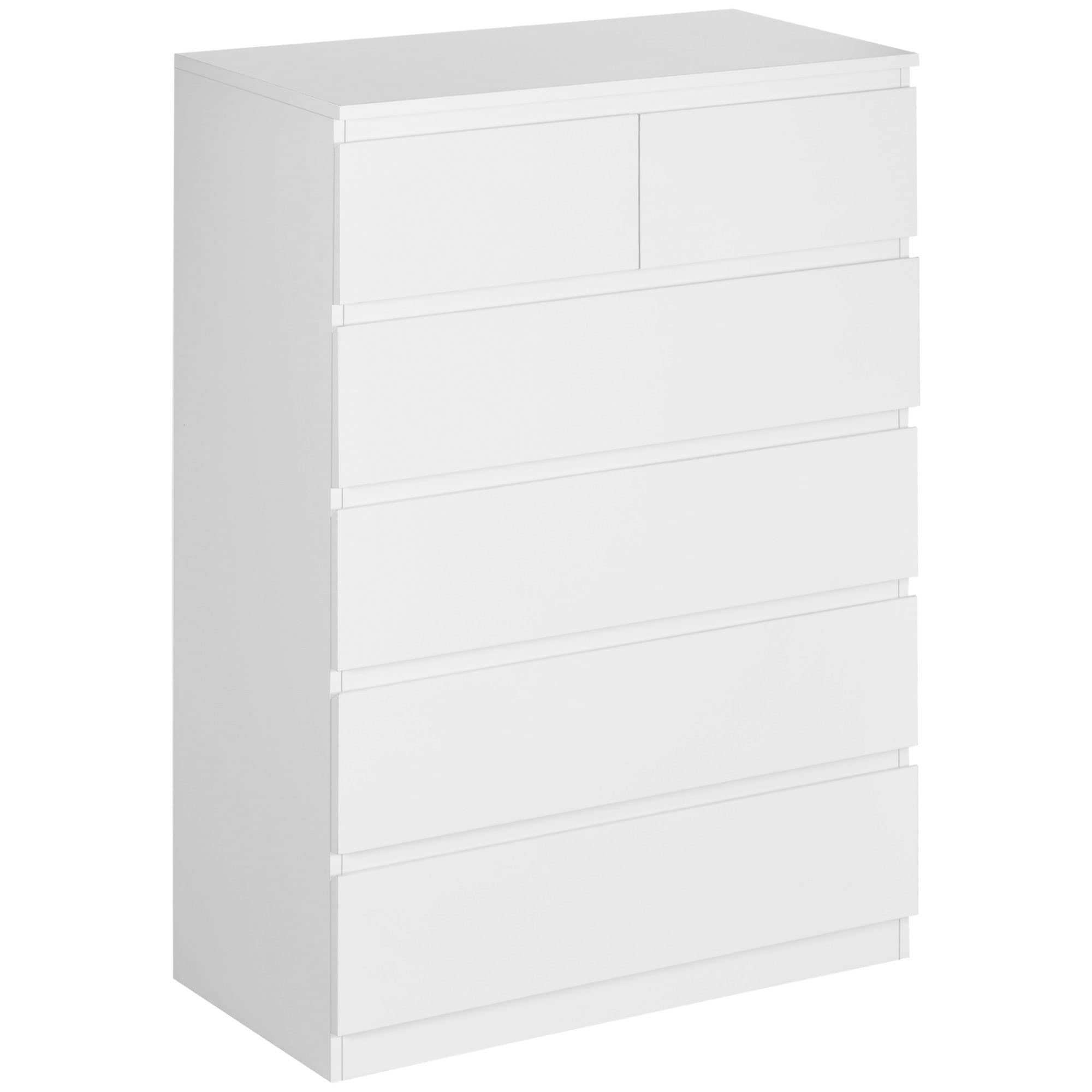 HOMCOM Commode 6 tiroirs, Meuble de Rangement étroit sans poignées, Style Moderne, Commode pour Chambre à Coucher, Salon, Couloir, 80 x 39 x 115 cm, Blanc