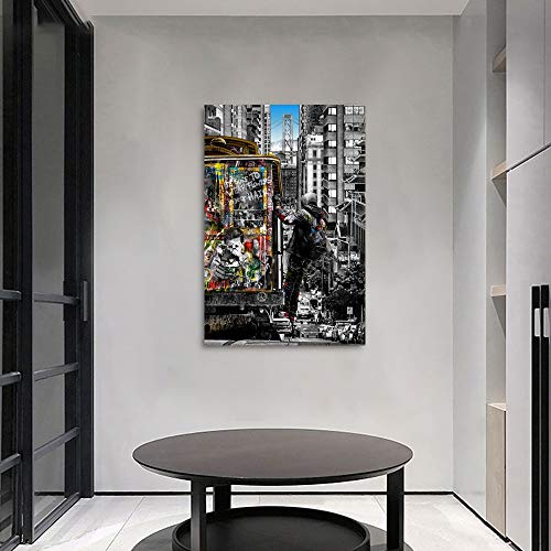 Yatsen Bridge Banksy Wall Art Paintings, Street Landscape Of London City Canvas Paintings, Graffiti Pop Art Posters And Prints For Home Decor Ready To Hang - 24X36 Inch #TOP1