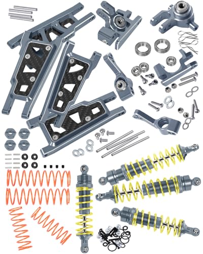 RCMYou Upgrades Part for 1/10 Slash/Stampede/Rustler/Hoss 4x4 VXL,Alloy RC Shock Absorber,Suspension Arm,Caster Block,Steering Blocks,Rear Stub Axle Carriers,4pcs Wheel Hex,Titanium