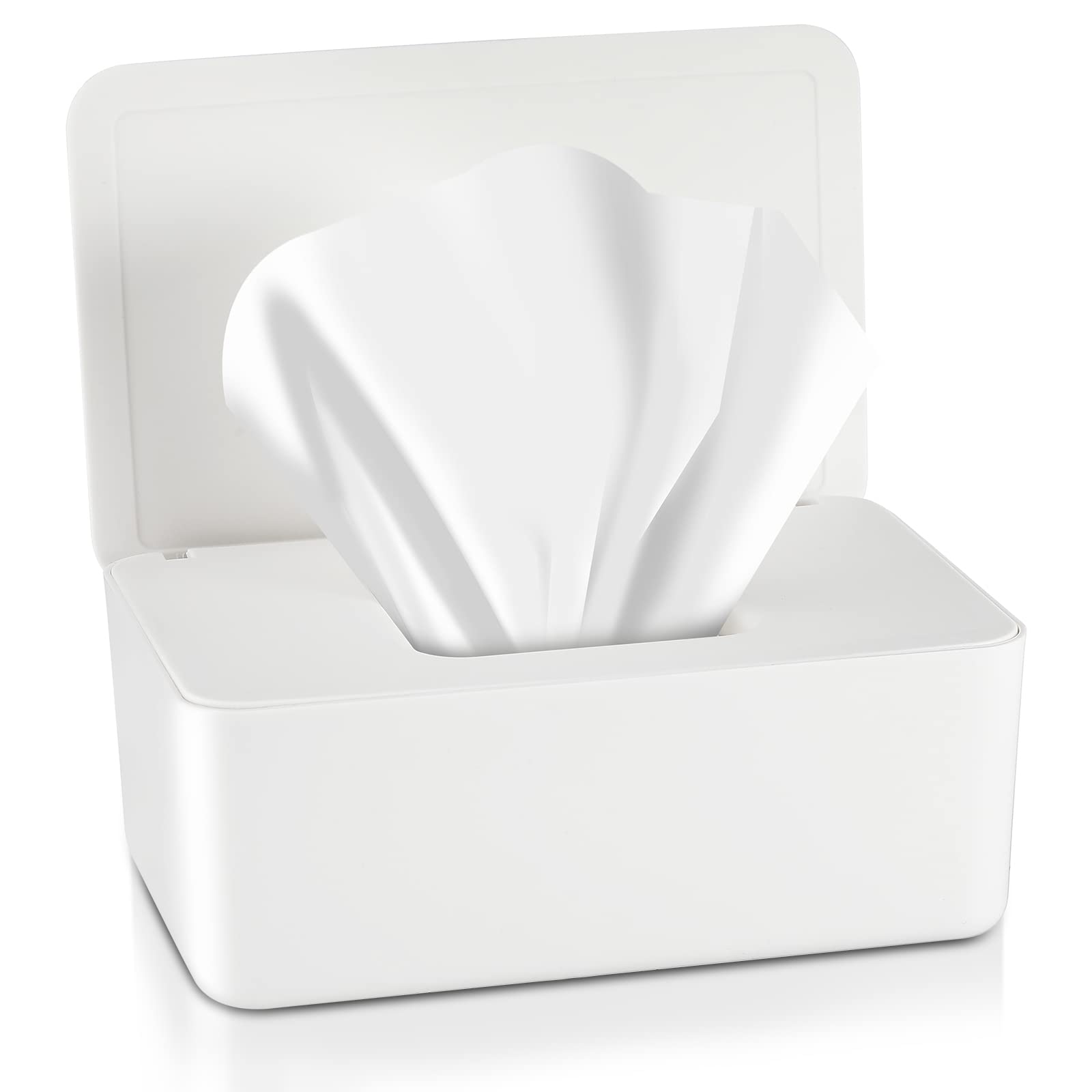 Newtay Dryer Sheet Holder with Hinged Lid,Plastic Dryer Sheet Dispenser Container Storage Box Fabric Softener Sheets Holder for Laundry Room Decor(White)