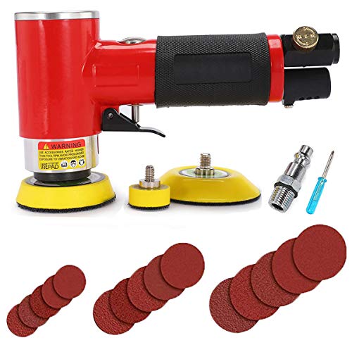 XGeek Mini lijadora neumática, lijadora neumática de 1/2/3 pulgadas, lijadora neumática de coche, pulidora de doble acción, amoladora de ángulo de aire