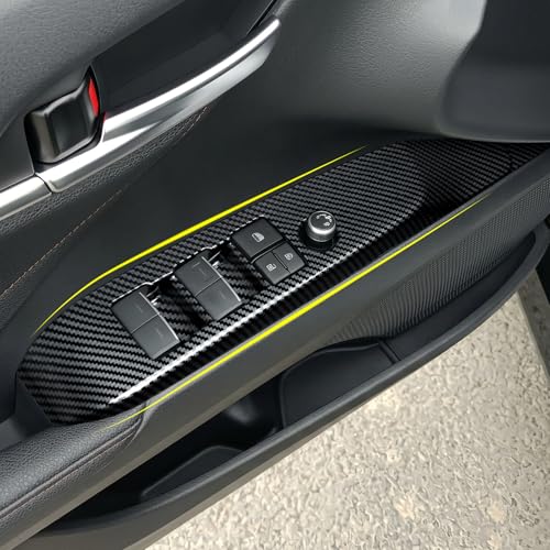 Image of Car Window Lift Cover Trim Carbon Color ABS Decal Sticker Compatible with Toyota Camry XV70 XV80 2018-2026 Accessories - for Without Seat Button ONLY