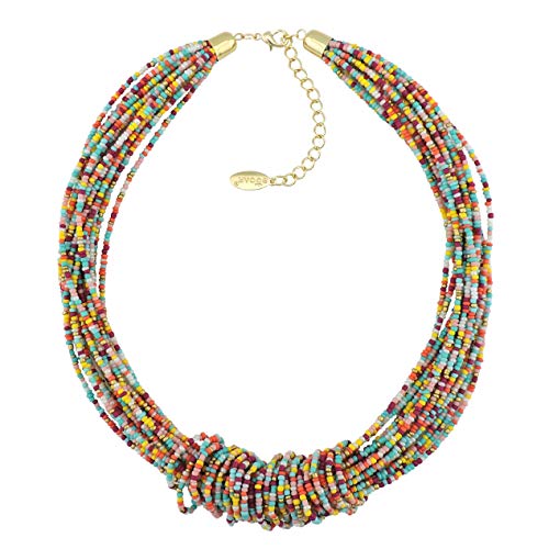 Bocar Chunky Statement Colorful Seed Beads Women Choker Collar Necklace (NK-10314-mix)