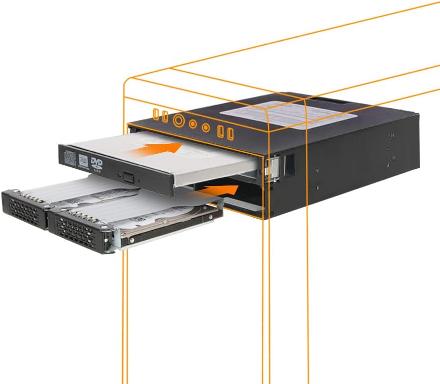 ICY DOCK Full Metal 2 Bay 2.5" SAS/SATA HDD & SSD Backplane Cage with Slim ODD Tray for External 5.25" Bay | ToughArmor MB994IPO-3SB