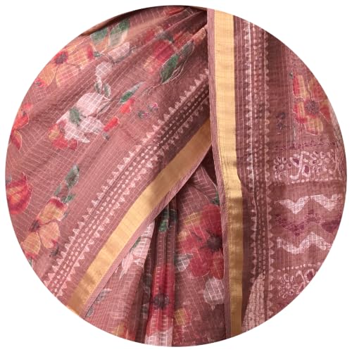 Image of MIRCHI FASHION Kota Doria Cotton Saree with Blouse Piece | Paisley Block Printed Saree for Women | Traditional Ethnic Daily Wear Summer Saree