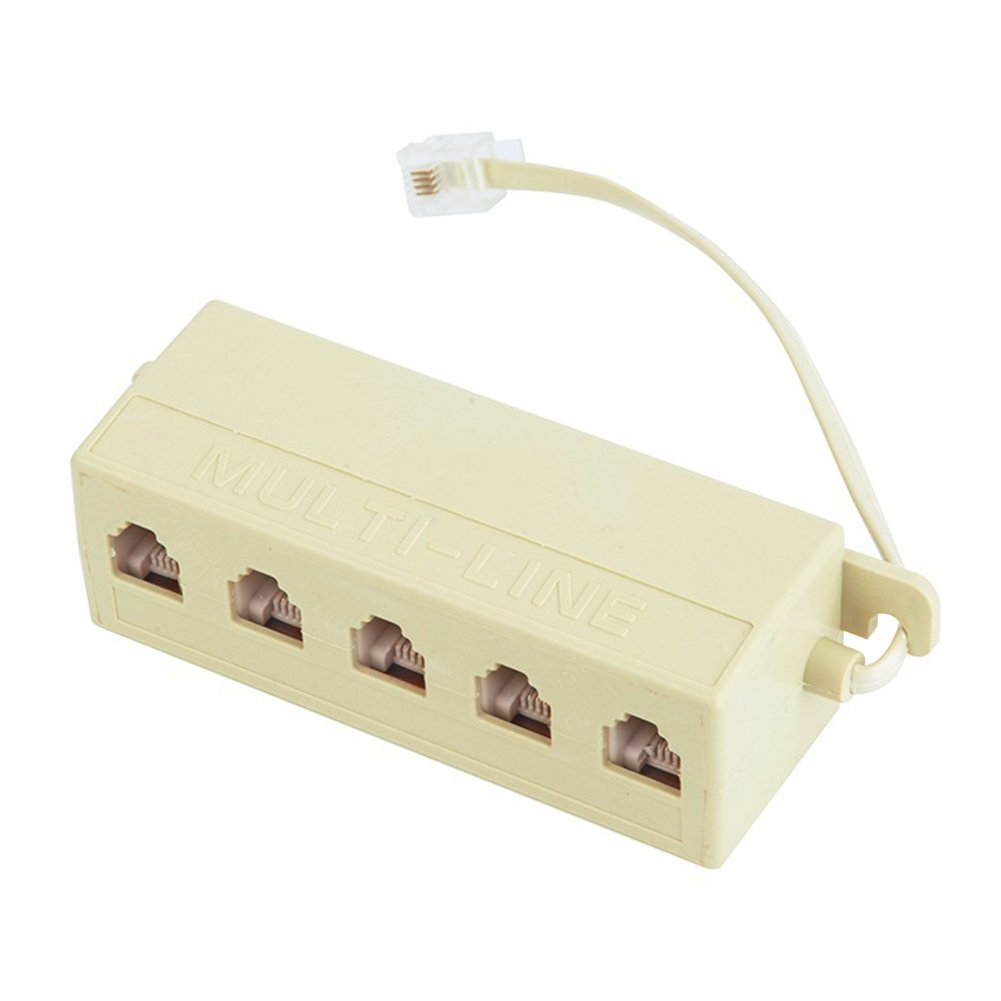 Phone Line Adapter RJ11 6P4C Male Plug to 5 Ports 6P4C Female Socket