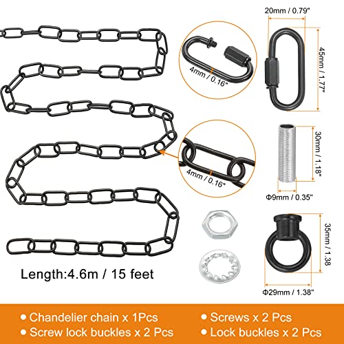 PATIKIL 15 Feet Lighting Chain for Hanging Lamp Chandelier Chain Light Fixture Chain Load Capacity 65 Lbs for Pendant Light Ceiling Fan - Image 2