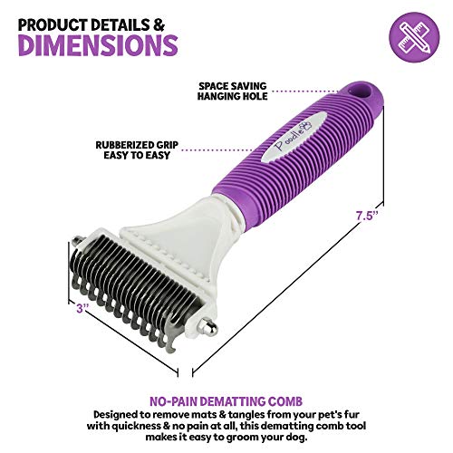 POODLIE Poodle Pet Dematting Comb for Dogs – Handheld Undercoat Dematter Rake Grooming Tool for Long or Short Hair POODLIE Poodle Pet Dematting Comb for Dogs – Handheld Undercoat Dematter Rake Grooming Tool for Long or Short Hair