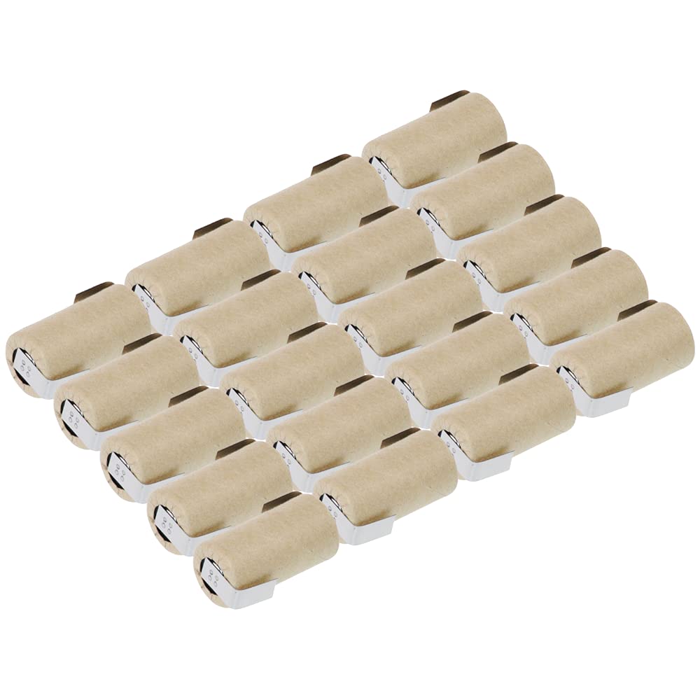XCell Lot de 20 piles SUB-C 2000 mAh / 1,2 V / NiMH avec cosses à souder en Z – cellule de marque haute performance de qualité industrielle PP