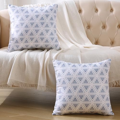 Daysu DAYSU005 Throw Pillow Covers 18X18 Inches, Set Of 2 Decorative Silky Micro Soft Plush With Exquisite Printing, Accent Pillow Covers Square Cushion Covers For Couch Sofa Bed, Triangle thumb #1