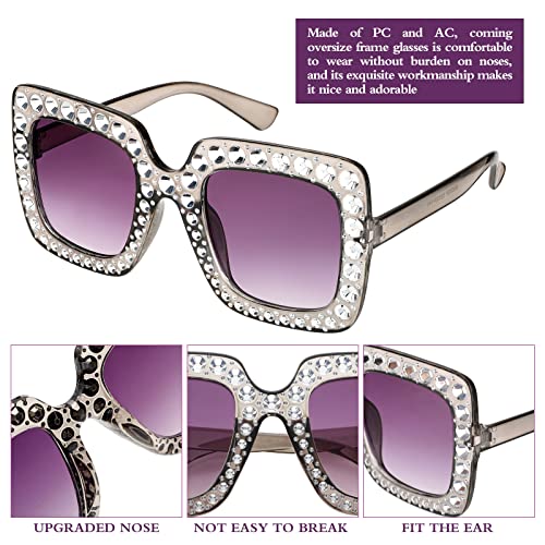 Chumia 20 Pairs Rhinestone Sunglasses Bling Crystal Sunglasses 70s Glitter Disco Glasses Retro Glasses for Women Girls3