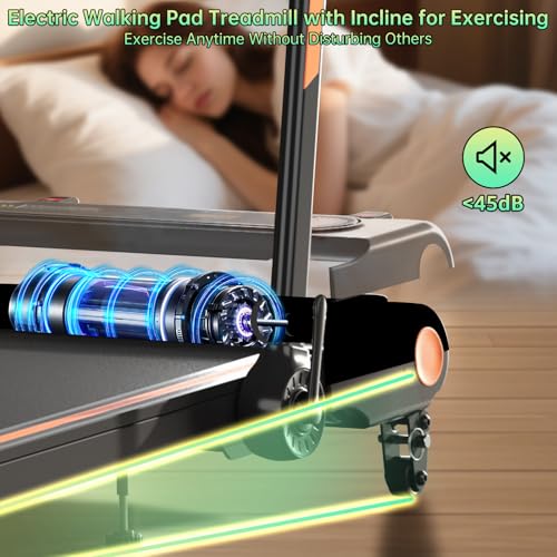 Image of Treadmill with Handle Bar, Electric Walking Pads for Exercising | Treadmill with Incline, Portable Treadmill for Home. Small Walking Pad, Mini Treadmill. 3.5HP, 300LBS, 0.6-8MPH