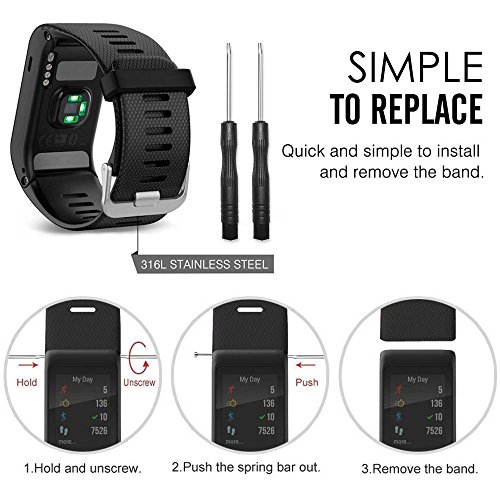 (Black) - Band for Garmin VIVOACTIVE HR Watch, Soft Silicone Wristband Replacement Band for Garmin Vivoactive HR Sports GPS Watch
