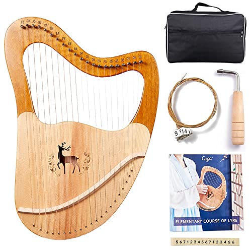 Lyre Harp, 21 cordes Instrument de cordes en bois d'acajou, harpe Lyre avec sac de transport, clé de réglage, cordes de rechange, cadeau for les amateurs de musique débutants enfants enfants adultes Cover