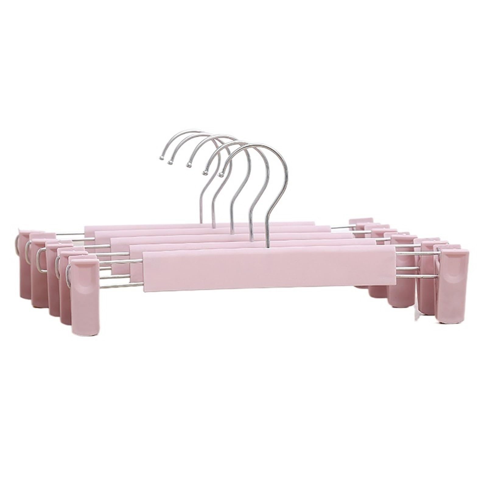 Hangers With Clips 10PCS Plastic Frosted Pants Hanger With Two Clips Anti-slip(PINK-10pcs)