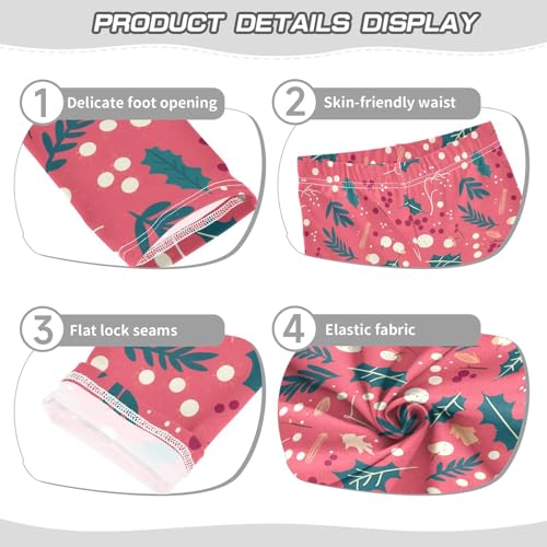 KLL Christmas Holly Berries Oil Painting Toddler Girl Basic Leggings Stretchy Full Length Sweatpants Gym3