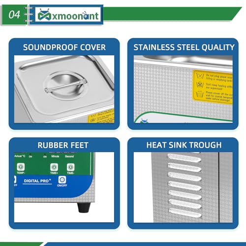 Mxmoonant Ultraschallreiniger 2L Digitalsteuerung, 0-30min Timer, 20~80 ℃, 40KHz 60W Professional Typ mit Korb & feinmaschigem Ball
