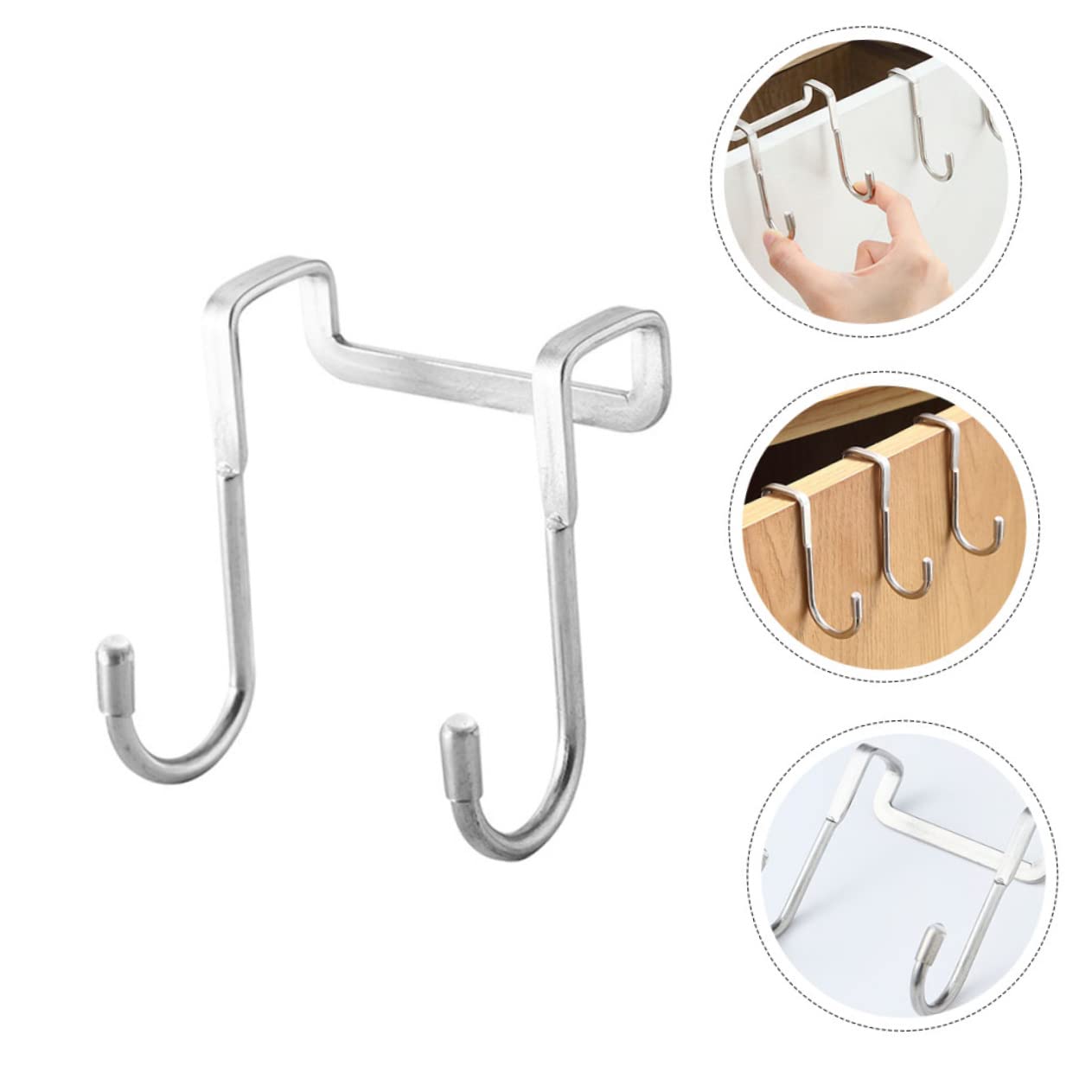 BELLIFFY 3pcs Door Hanger Door Hanging Rack Door Hanging Hooks Wall Clothes Rack Outdoor Hooks for Towels Cabinet Hook Multipurpose Hanger Back of Door Hooks Stainless Steel Silver
