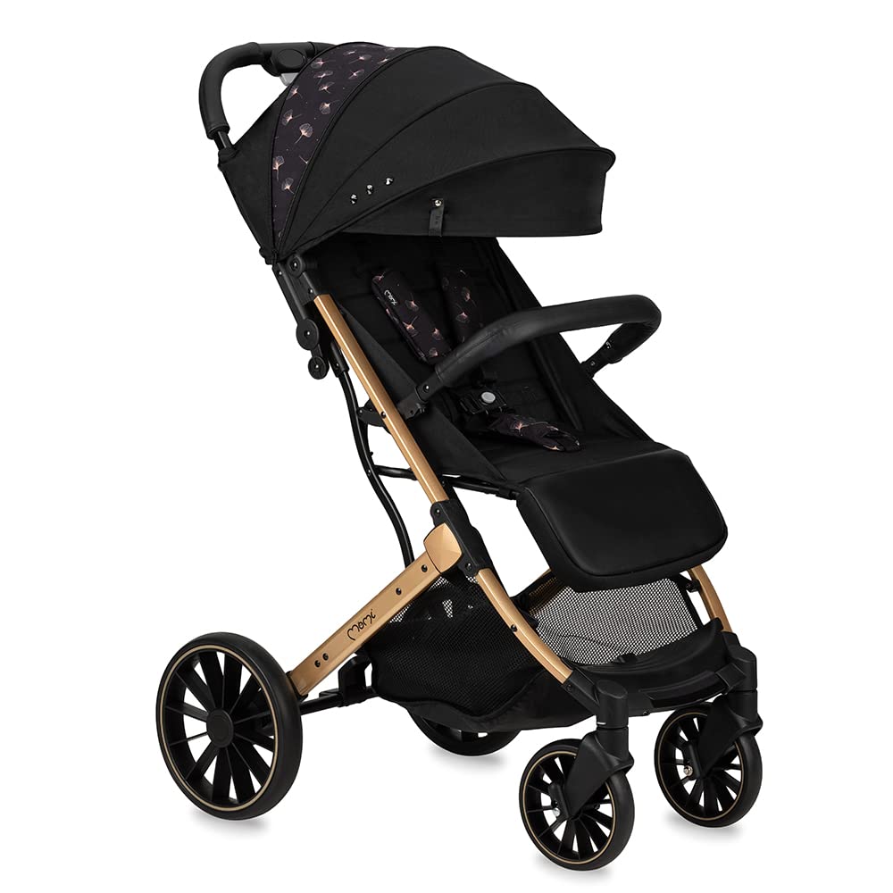 MoMi ESTELLE DAKAR a partir de los 6 meses (hasta 22 kg), silla de paseo plegable con arnés de 5 puntos, cesta de la compra, barra telescópica, se mantiene de pie plegada