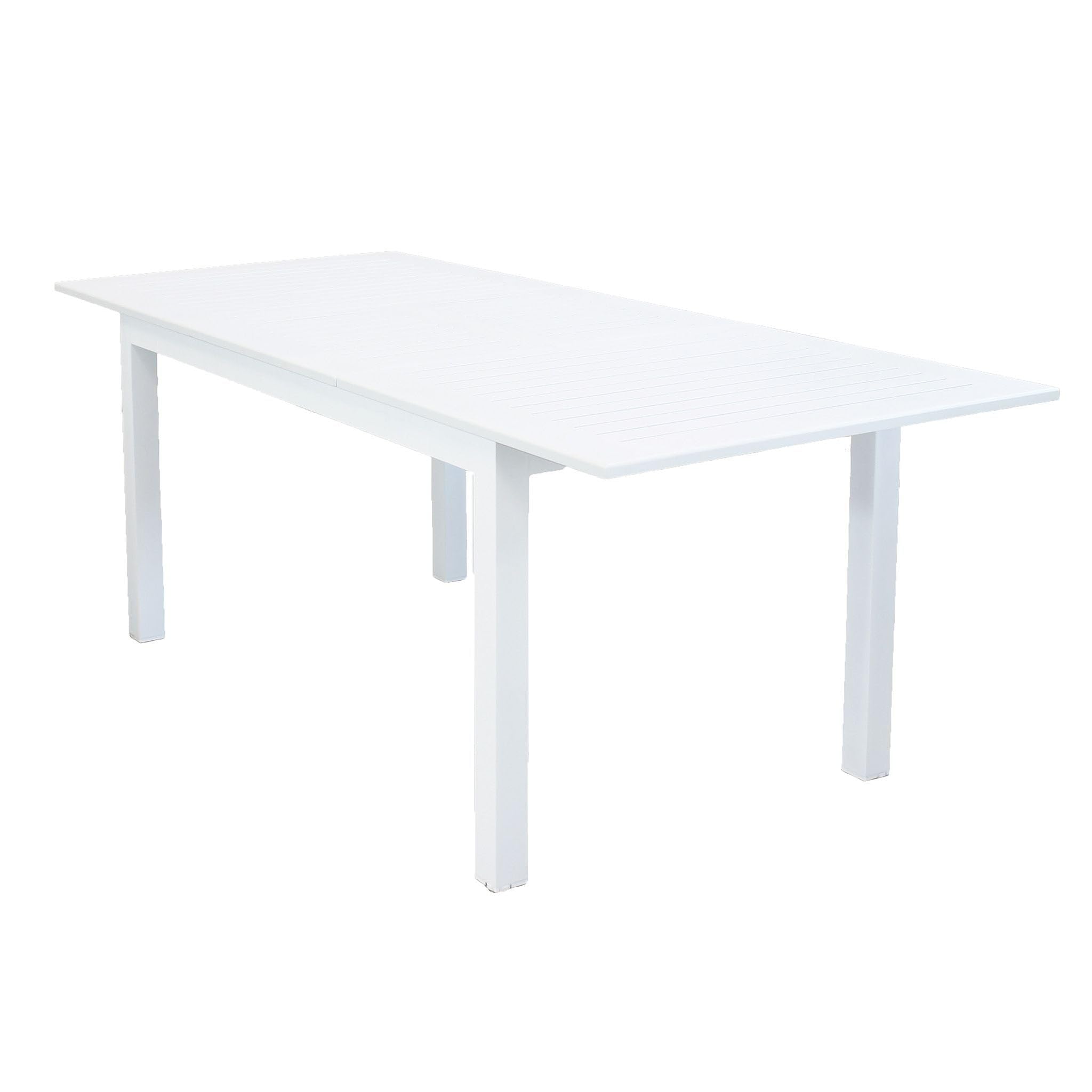 Decor Space Tavolo allungabile Ibiza Bianco in alluminio dogato da esterno per giardino e veranda (Tavolo/220-280 x 100 cm)