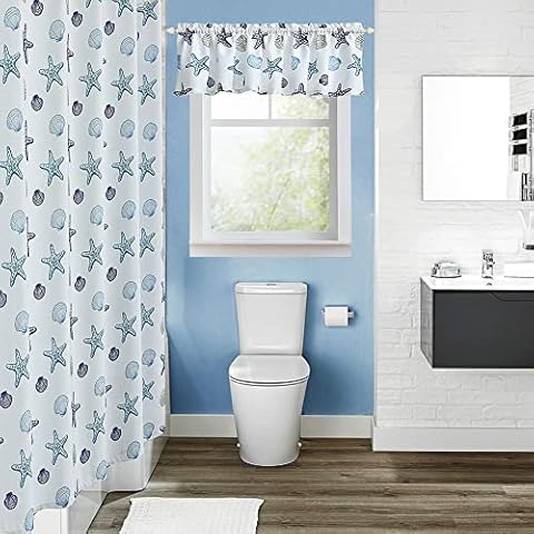 OREMILA Starfish Valances and Beach Shower Curtain Bundle Cover