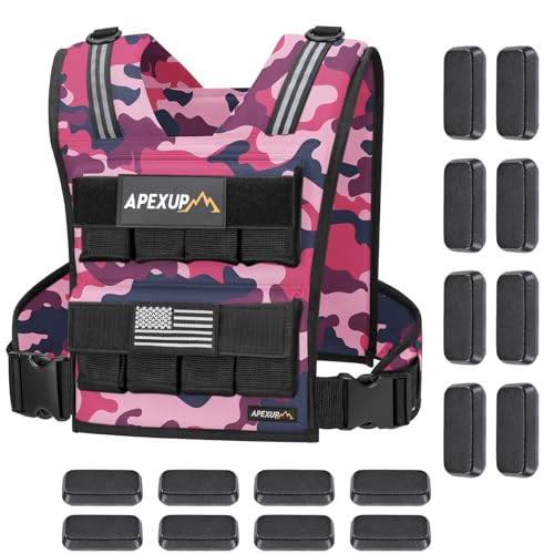 Image of APEXUP Adjustable Weighted Vest Men 20lbs /30lbs /40lbs Weights with Reflective Stripe, Weight Vest Woman Workout Vest for Strength Training Running Walking