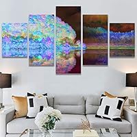 SIGNWIN 5 Panel Canvas Wall Art Modern Art Expressive Farmhouse/Country Landscape Mountain Top Multicolor Photography for Home Decorations Ready to Hang - 60