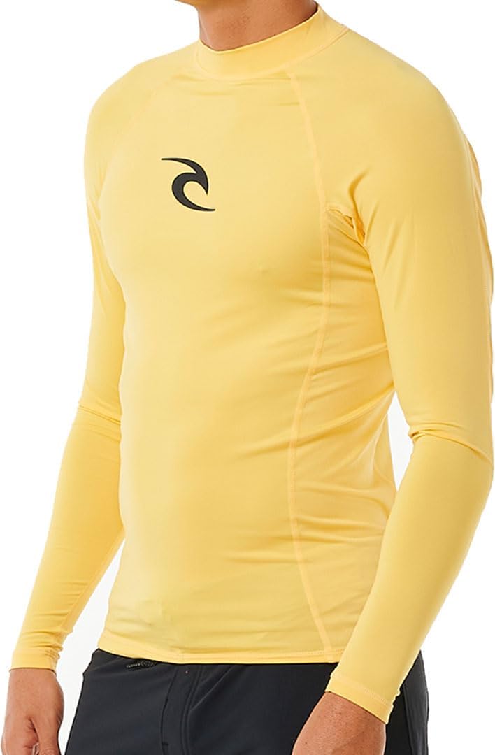 Rip Curl mens Waves UPF 50 Performance Long Sleeve Rashguard, Yellow, XX-Large