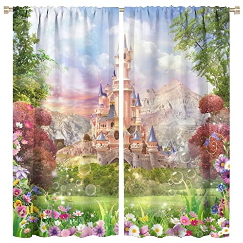 Kids Girl Children's Room Curtain Fairy Tale World Princess Castle