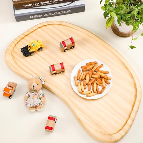 Image of Wonderjune Baby Wooden High Chair Tray, Antique Vintage Toddler Infant Seat Tray Replacement Universal Wooden High Chair Accessory for Kitchen Toddlers and Babies Home Finger Foods Placemat