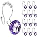 FINROS Decorative Shower Curtain Hooks, 12 Pcs Acrylic Double Glide Shower Curtain Hooks for Bathroom and Living Room (Purple)