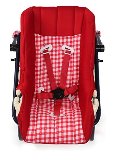 Image of INFANTO Baby Car Seat with Adjustable Seat Positions, Front Guard & Three-Point Harness for 6-36 Months, Fits Front & Rear Car Seats Carry Cot & Feeding Chair-Red