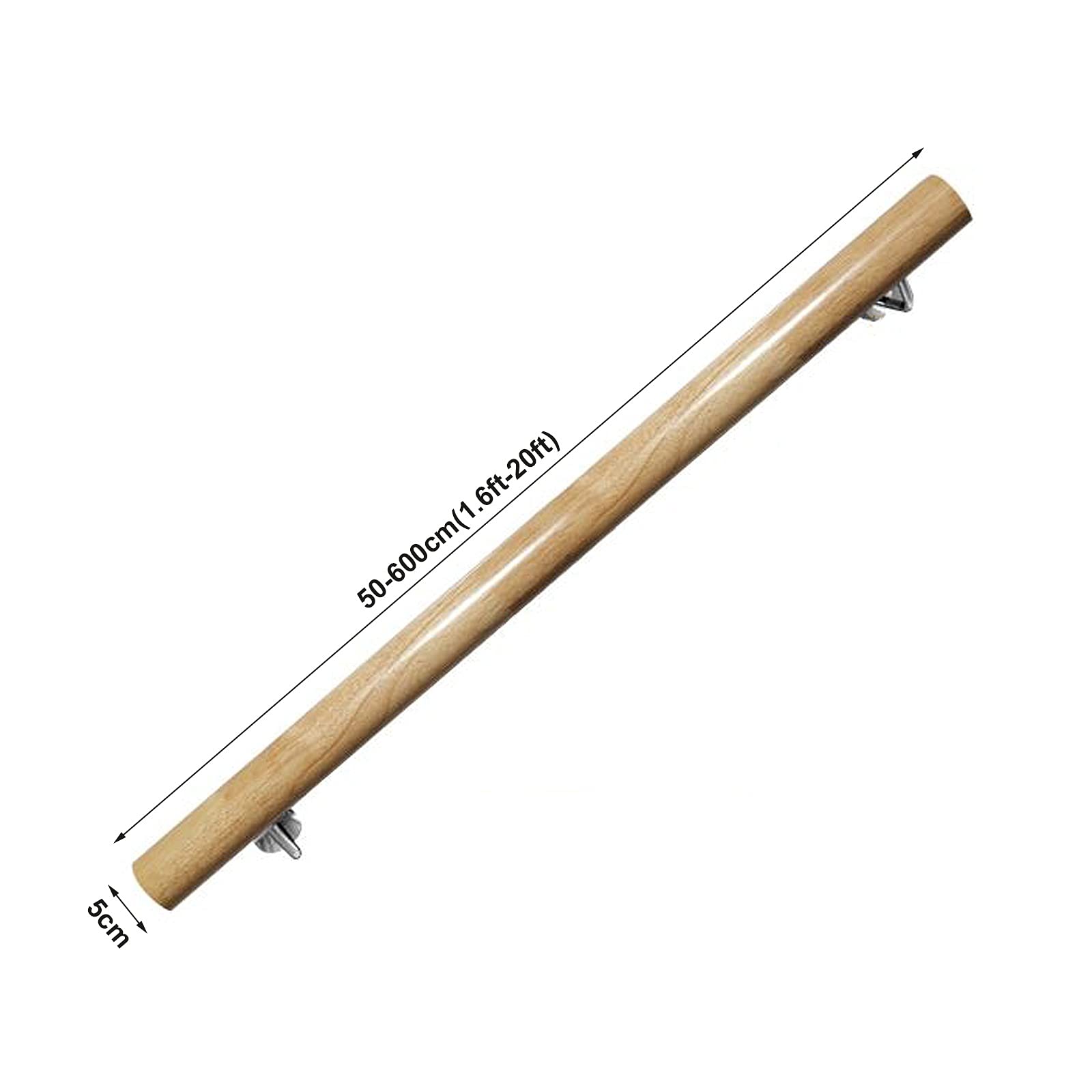 Corrimano in legno con raccordi tappi terminali per scale gradini interni soffitta parete corrimano asta di supporto per corridoio 150 cm